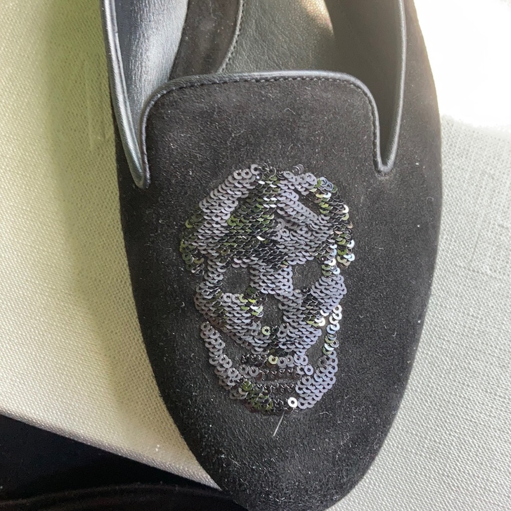 Alexander McQueen Black Velour Flats
